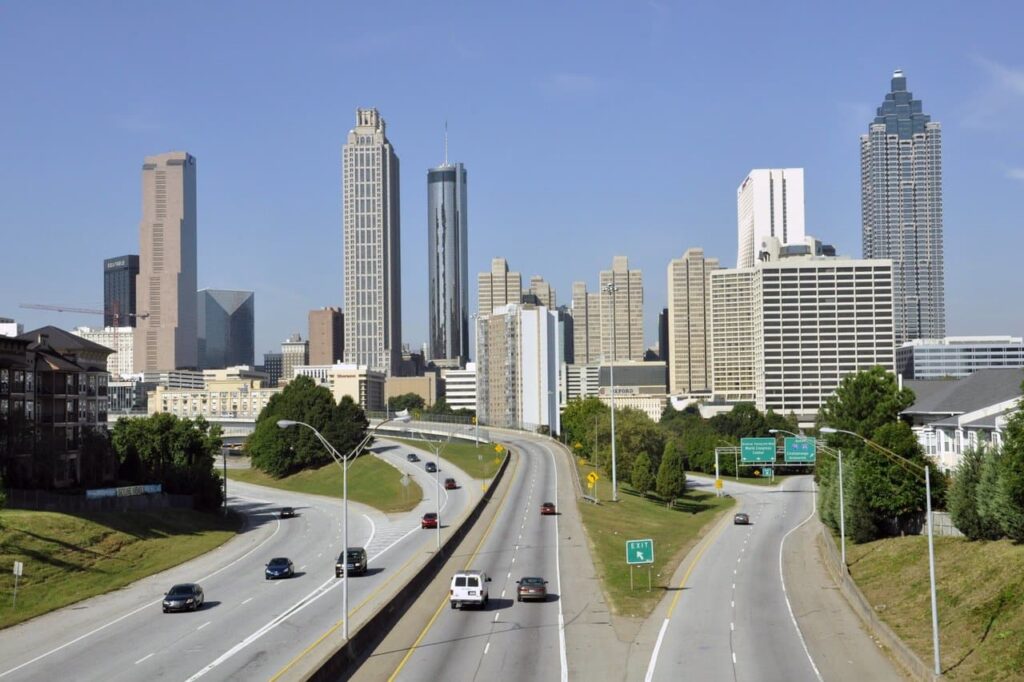 The Walking Dead Filming Locations - The Freedom Parkway With The Skyline Of Atlanta